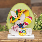 Vintage Bunny with Easter Basket on Base