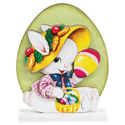 Vintage Bunny with Easter Basket on Base