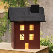 Primitive Wooden Red Saltbox Sitter - 7"H