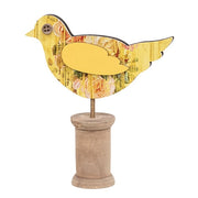 Cottage Rose Distressed Wooden Bird on Spool  (2 Count Assortment)