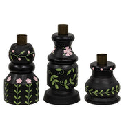 Pink Floral Taper Holders (Set of 3)