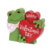 Hoppy Valentine's Day Wooden Frog Sitter  (2 Count Assortment)