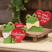 Hoppy Valentine's Day Wooden Frog Sitter  (2 Count Assortment)