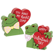 Hoppy Valentine's Day Wooden Frog Sitter  (2 Count Assortment)
