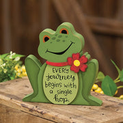 A Single Hop Chunky Wooden Frog Sitter