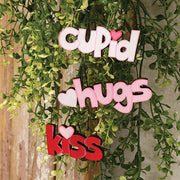 Cupid - Hugs - Kiss Cutout Word Ornaments (Set of 3)