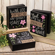 Hope Grace Strength Floral Trinket Box  (3 Count Assortment)