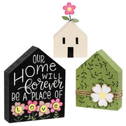 A Place of Love Wooden Floral House Sitters (Set of 3)