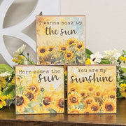 You Are My Sunshine Watercolor Sunflower Block  (3 Count Assortment)