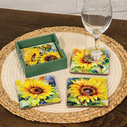 Watercolor Sunflower Coasters & Holder (Set of 5)