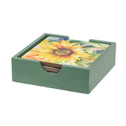 Watercolor Sunflower Coasters & Holder (Set of 5)
