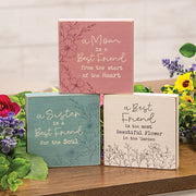 Wildflower Friend - Mom - Sister 4" Square Block  (3 Count Assortment)