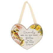 Vintage Floral Friendship Wooden Heart Ornament  (3 Count Assortment)
