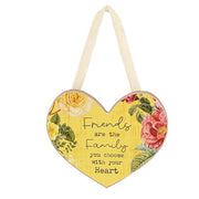 Vintage Floral Friendship Wooden Heart Ornament  (3 Count Assortment)