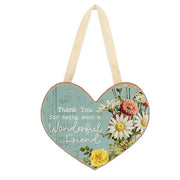 Vintage Floral Friendship Wooden Heart Ornament  (3 Count Assortment)