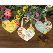Vintage Floral Friendship Wooden Heart Ornament  (3 Count Assortment)