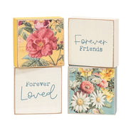 Forever Friends Vintage Floral 2" Square Block  (4 Count Assortment)