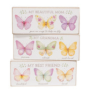 Grandma - Mom - Friend Butterfly Block  (3 Count Assortment)