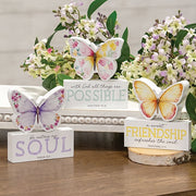 Bible Verse Butterfly & Block Sitters  (Set of 2) (3 Count Assortment)