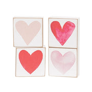 Watercolor Heart 2" Square Block  (4 Count Assortment)