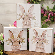 Welcome Spring Floral Crown Bunny Box Sign  (3 Count Assortment)