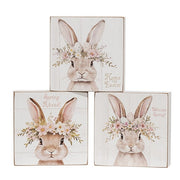 Welcome Spring Floral Crown Bunny Box Sign  (3 Count Assortment)