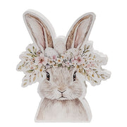 Spring Floral Crown Wooden Bunny Sitter  (3 Count Assortment)