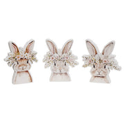 Spring Floral Crown Wooden Bunny Sitter  (3 Count Assortment)