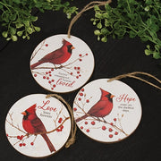 Love Hope Loved Round Cardinal Ornament  (3 Count Assortment)
