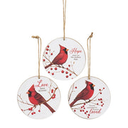Love Hope Loved Round Cardinal Ornament  (3 Count Assortment)
