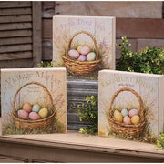 Vintage Easter Egg Basket Box Sign  (3 Count Assortment)