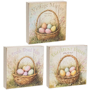 Vintage Easter Egg Basket Box Sign  (3 Count Assortment)