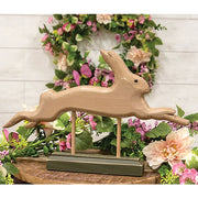 Distressed Wooden Leaping Bunny on Base