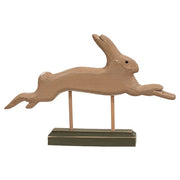 Distressed Wooden Leaping Bunny on Base