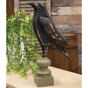 Distressed Carved Wooden Crow Pedestal - 17"H