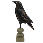 Distressed Carved Wooden Crow Pedestal - 17"H