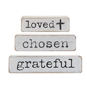 Loved Chosen Grateful Chunky Religious Blocks (Set of 3)