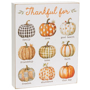 Thankful For Fall Blessings Pumpkin Box Sign  (2 Count Assortment)