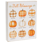 Thankful For Fall Blessings Pumpkin Box Sign  (2 Count Assortment)