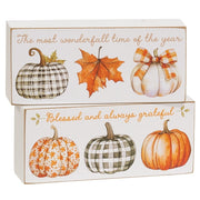 Always Wonderfall Pumpkin Box Sign  (2 Count Assortment)