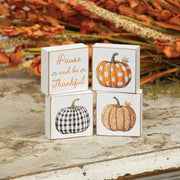 Pause and Be Thankful Patchwork Pumpkin 2" Square Block  (4 Count Assortment)
