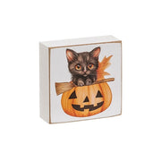 Welcome Scaredy Cat 2" Sq. Block  (4 Count Assortment)