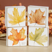 Hello Fall Watercolor Leaf 2" Sq. Block  (4 Count Assortment)