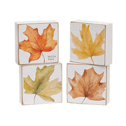 Hello Fall Watercolor Leaf 2" Sq. Block  (4 Count Assortment)