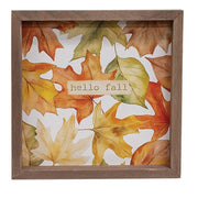 Hello Fall Vibes Box Sign - 8" Sq.  (2 Count Assortment)