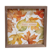 Hello Fall Vibes Box Sign - 8" Sq.  (2 Count Assortment)