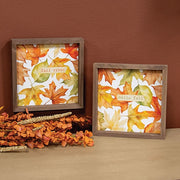 Hello Fall Vibes Box Sign - 8" Sq.  (2 Count Assortment)