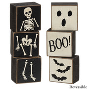 Boo & Skeleton Reversible Mini Blocks (Set of 3)