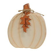 Hand Carved Wooden Thankful Pumpkin Sitter