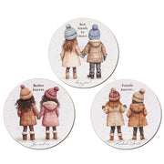 Besties Forever Round Wooden Magnet  (3 Count Assortment)